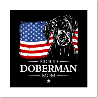 Proud Doberman Mom American Flag patriotic dog Posters and Art